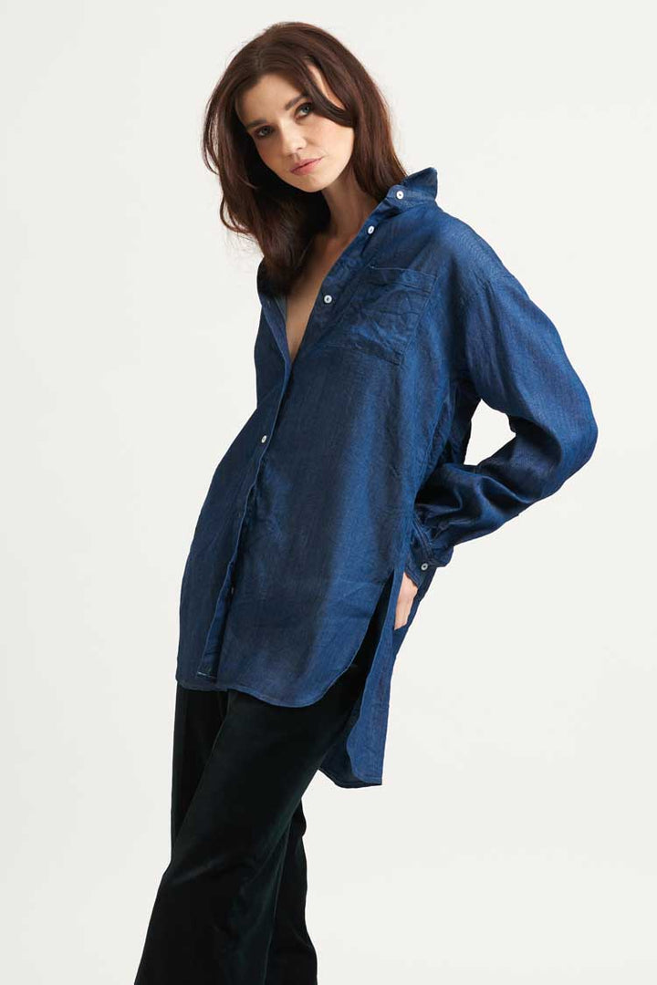 The Boyfriend Oversized Shirt in Dark Denim