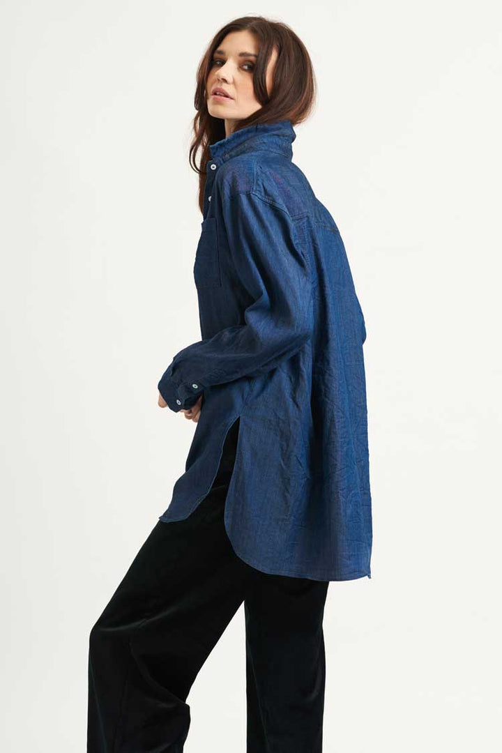 The Boyfriend Oversized Shirt in Dark Denim