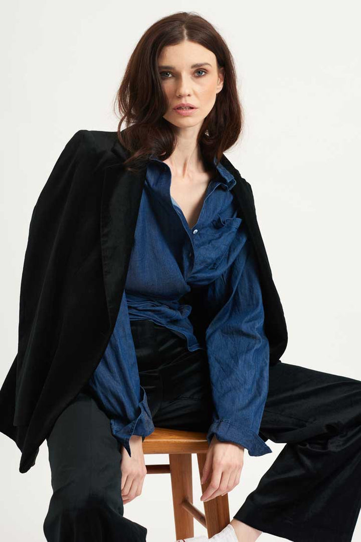 The Boyfriend Oversized Shirt in Dark Denim