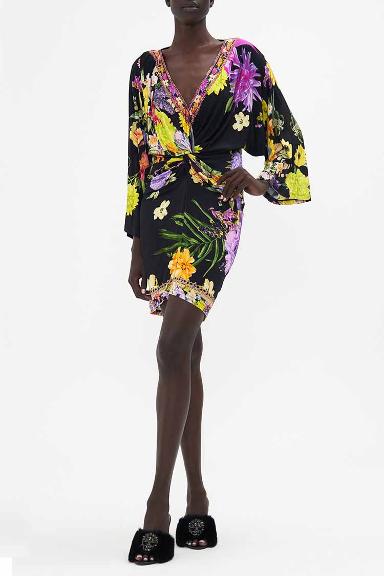 Twist Front Mini Dress in Peace Be With You