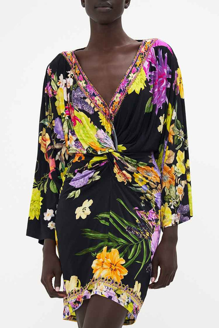 Twist Front Mini Dress in Peace Be With You