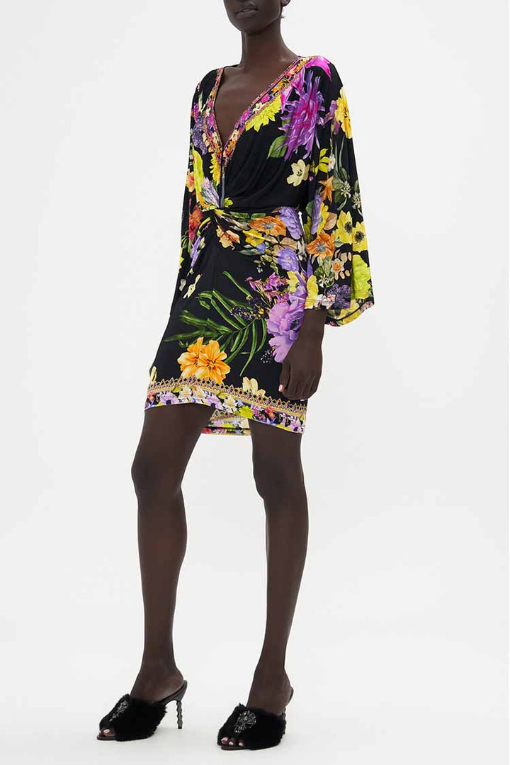 Twist Front Mini Dress in Peace Be With You