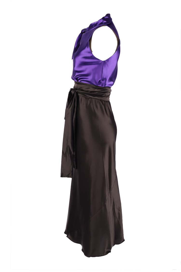 Two-Tone Camilla Midi Dress in Violet Black