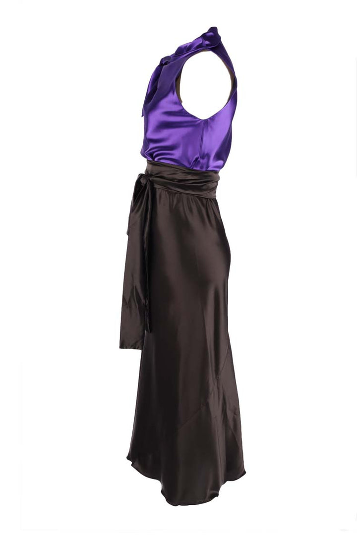 Two-Tone Camilla Midi Dress in Violet Black