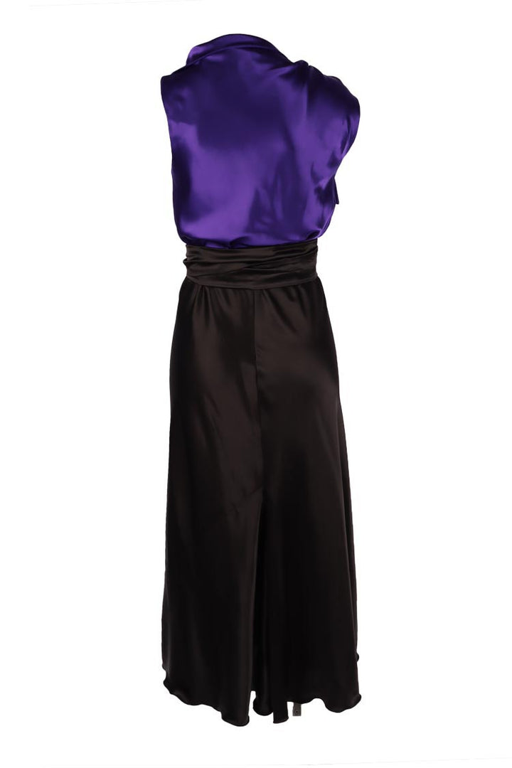 Camilla Two-Tone Midi Dress in Violet Black