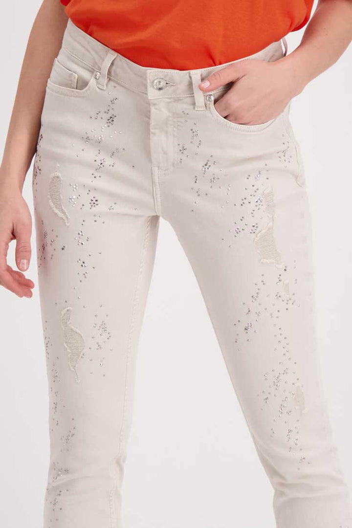 Used Look Rhinestone Jeans