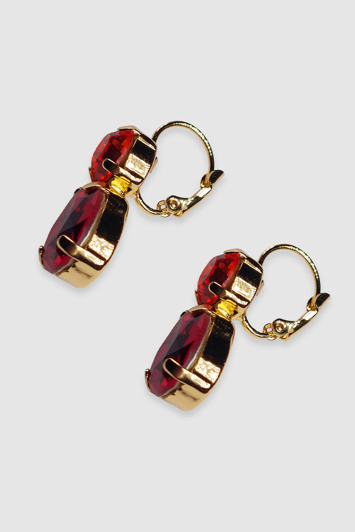 Virginia Crystal Earring in Orange Red