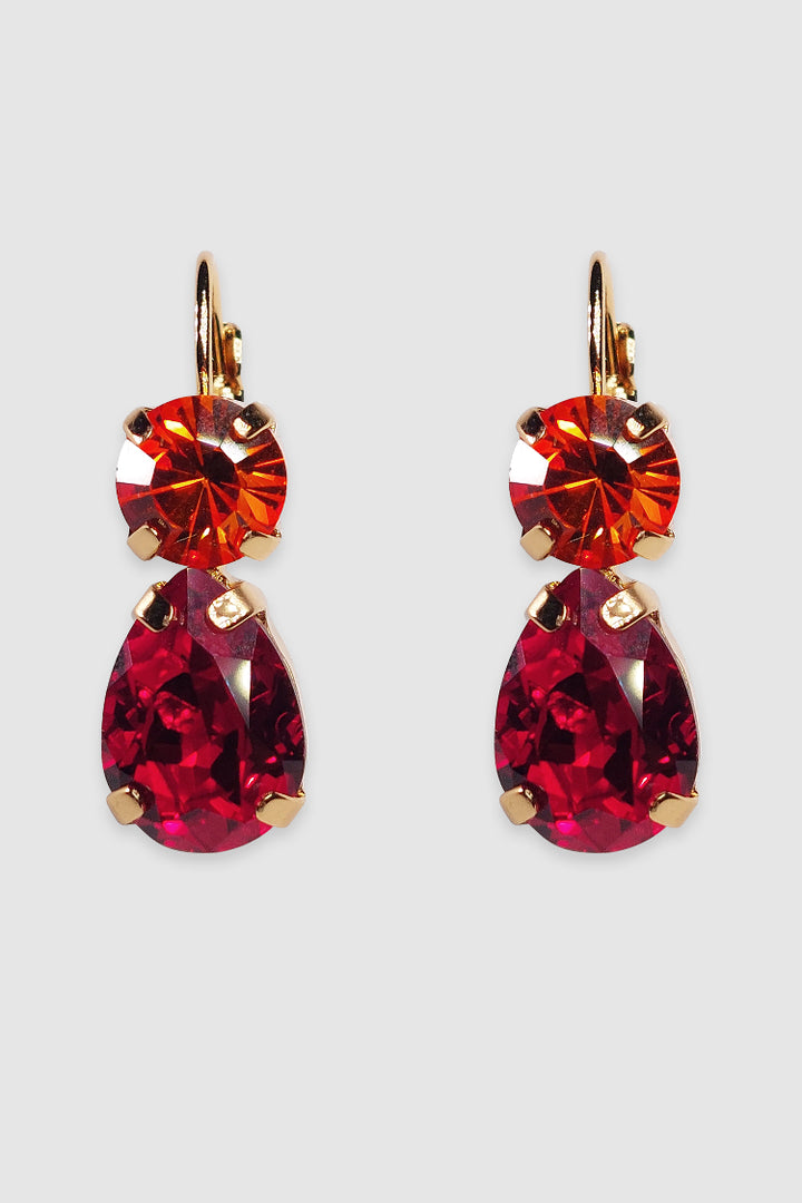 Virginia Crystal Earring in Orange Red