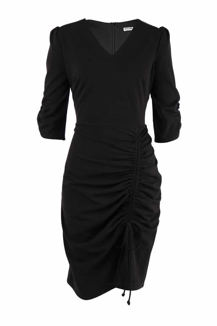 Viv Drawstring Dress in Black Dresses Quba 