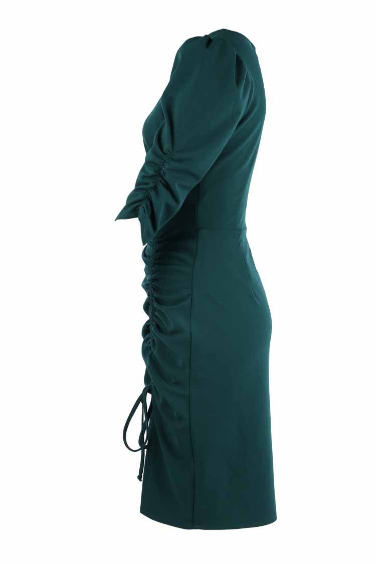 Viv Drawstring Dress in Teal Dresses Quba 