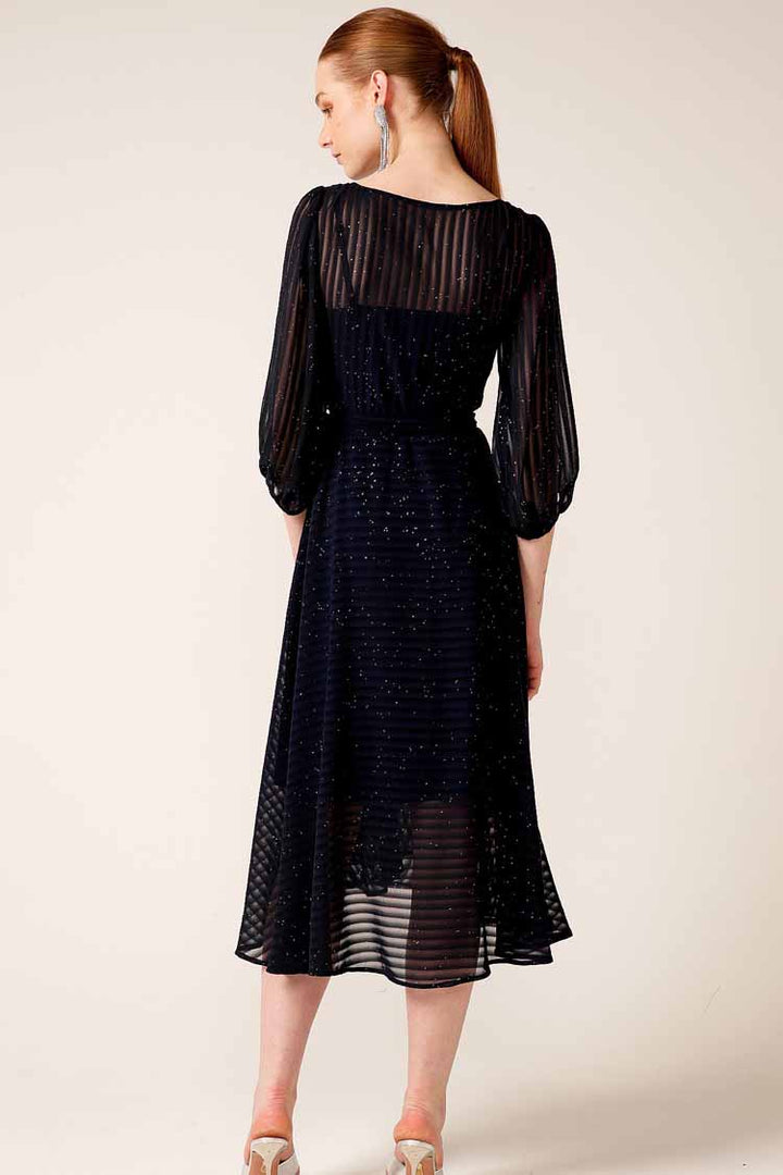 Vivienne Wrap Sparkle Dress in Navy