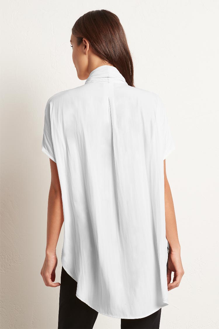 Wrap Neck Shell in White