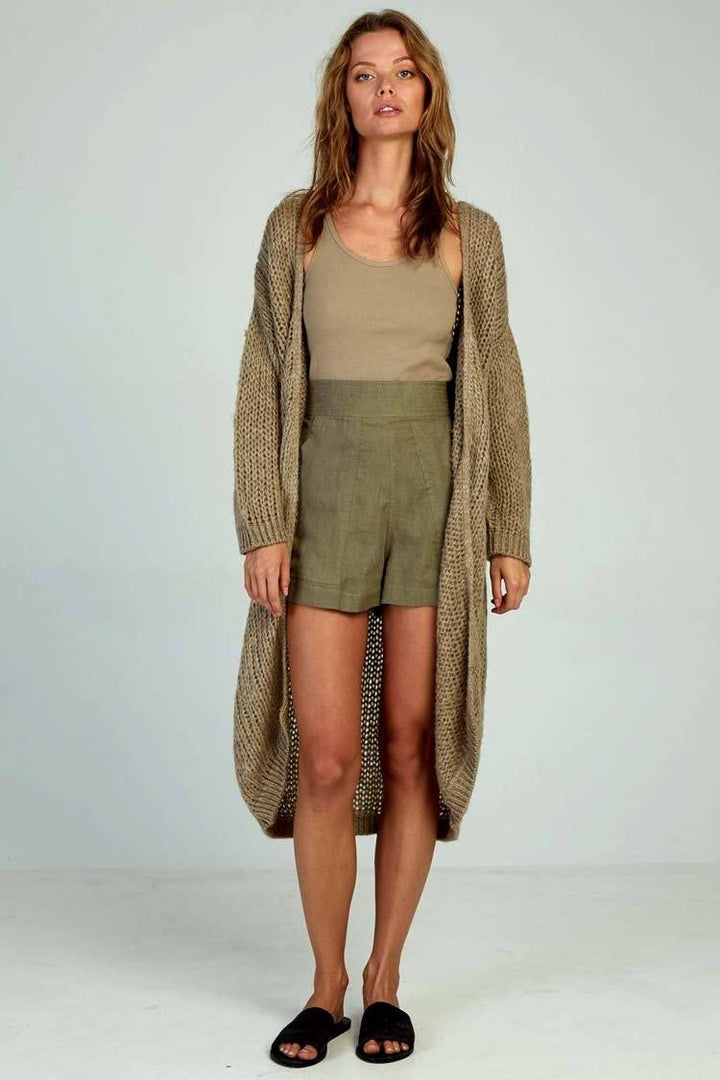 Xander Long Cardigan in Mocca Jackets & Outerwear Lilya 
