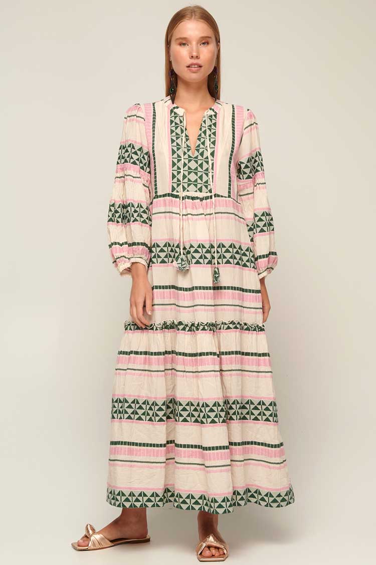 Zakar Maxi Dress in Green Pink