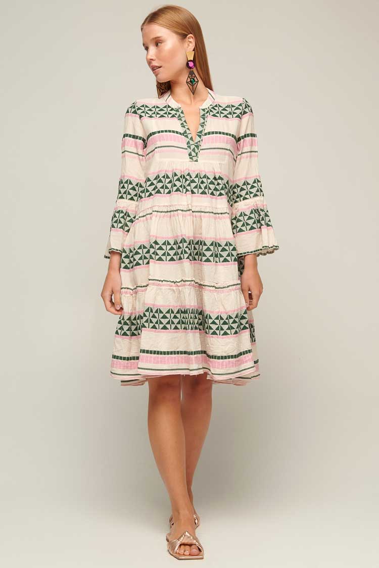 Zakar Midi Dress in Green Pink