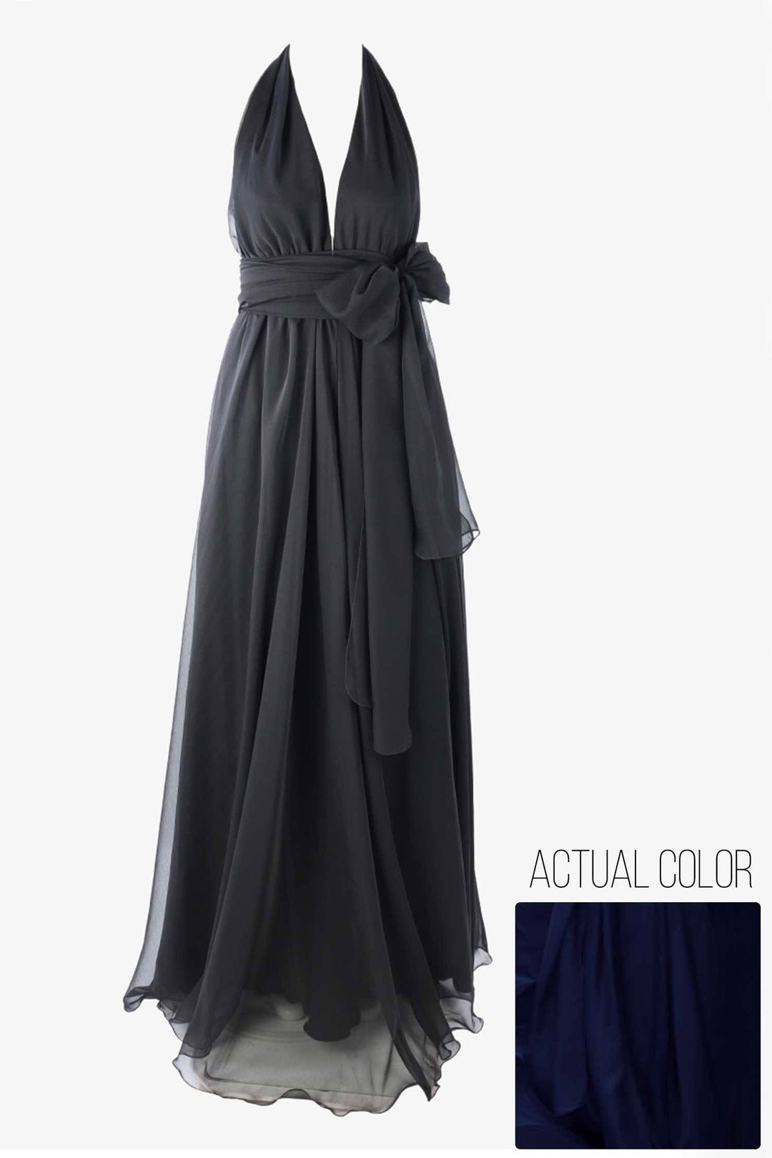 Alida Gown in Midnight | Chiffon Dresses Lucy Laurita - Leiela 