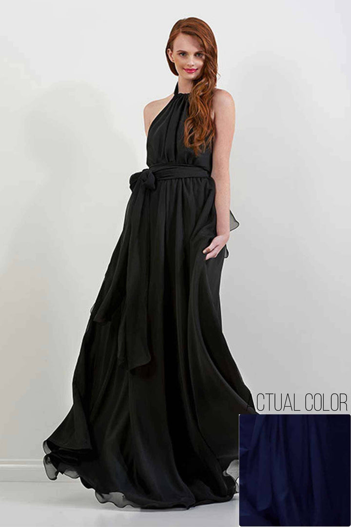 Harlow Gown in Midnight | Chiffon Dresses Lucy Laurita - Leiela 