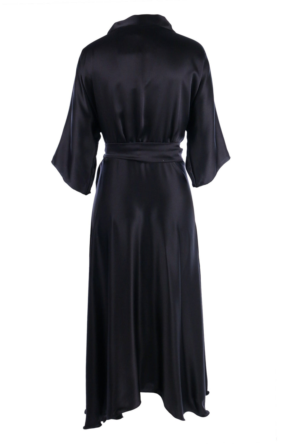 Bella Wrap in Black | Silk Satin Unlined Dresses Lucy Laurita - Leiela 