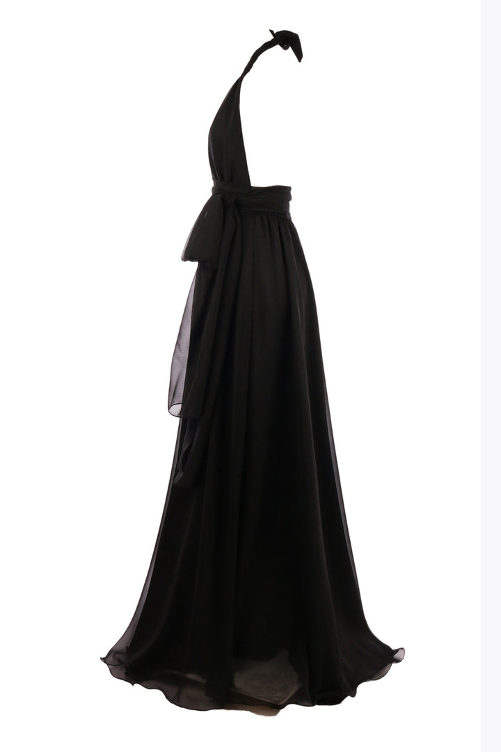 Harlow Gown in Black | Chiffon Dresses Lucy Laurita - Leiela 