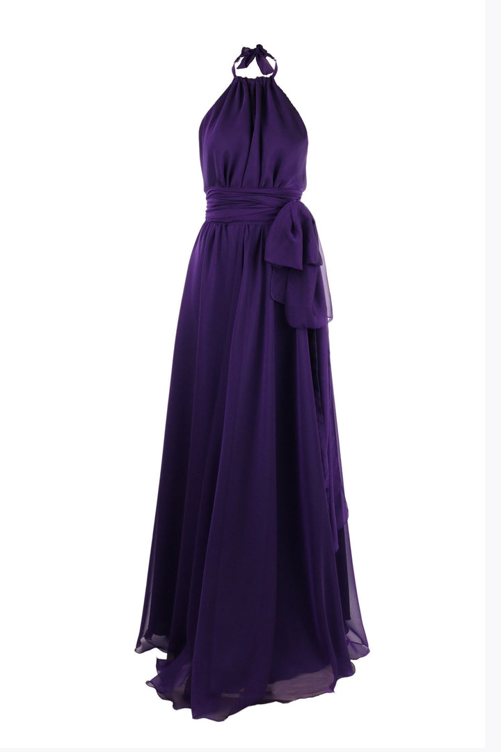 Harlow Gown in Purple | Chiffon Dresses Lucy Laurita - Leiela 