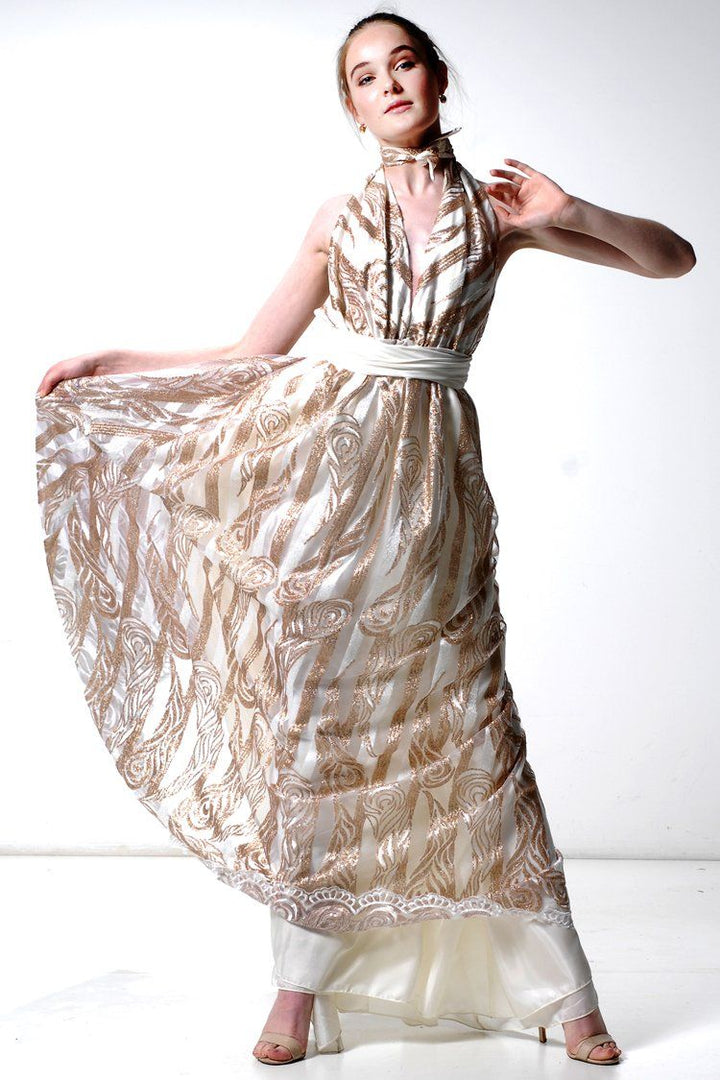 Aria Gown in Metallic Gold Dresses Lucy Laurita - Leiela 