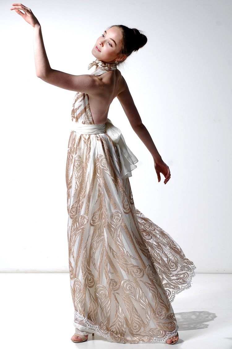 Aria Gown in Metallic Gold Dresses Lucy Laurita - Leiela 