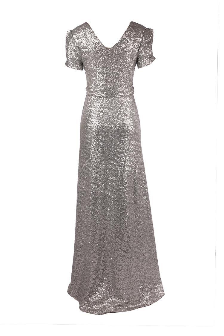 Viva Gown in Silver Sequin Dresses Lucy Laurita - Leiela 