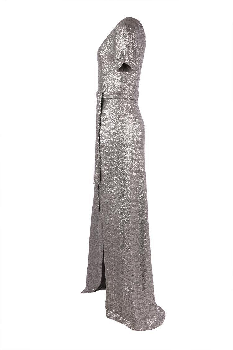 Viva Gown in Silver Sequin Dresses Lucy Laurita - Leiela 