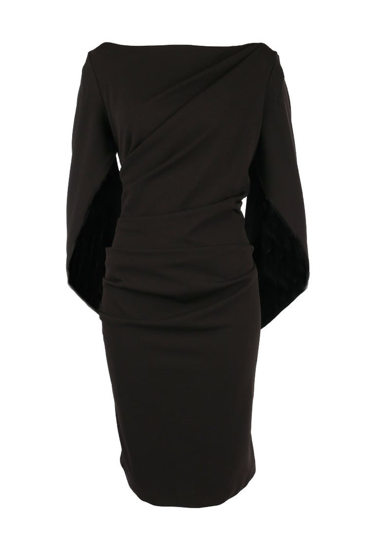 Victoria Cape Dress in Black Dresses Quba 