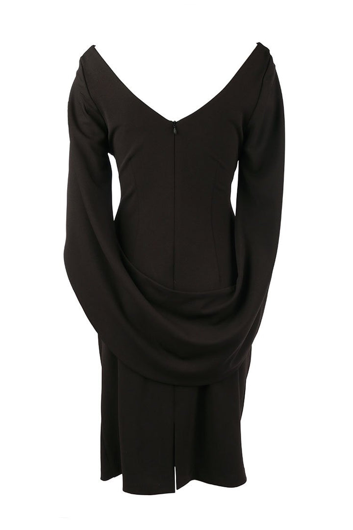 Victoria Cape Dress in Black Dresses Quba 