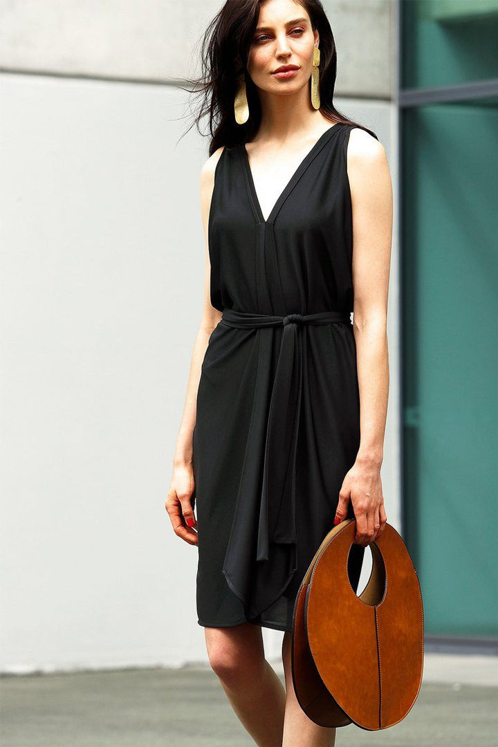 Column Drape Dress in Black Dresses Sacha Drake 