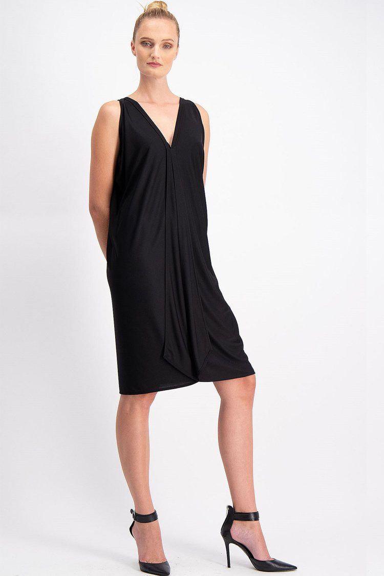 Column Drape Dress in Black Dresses Sacha Drake 