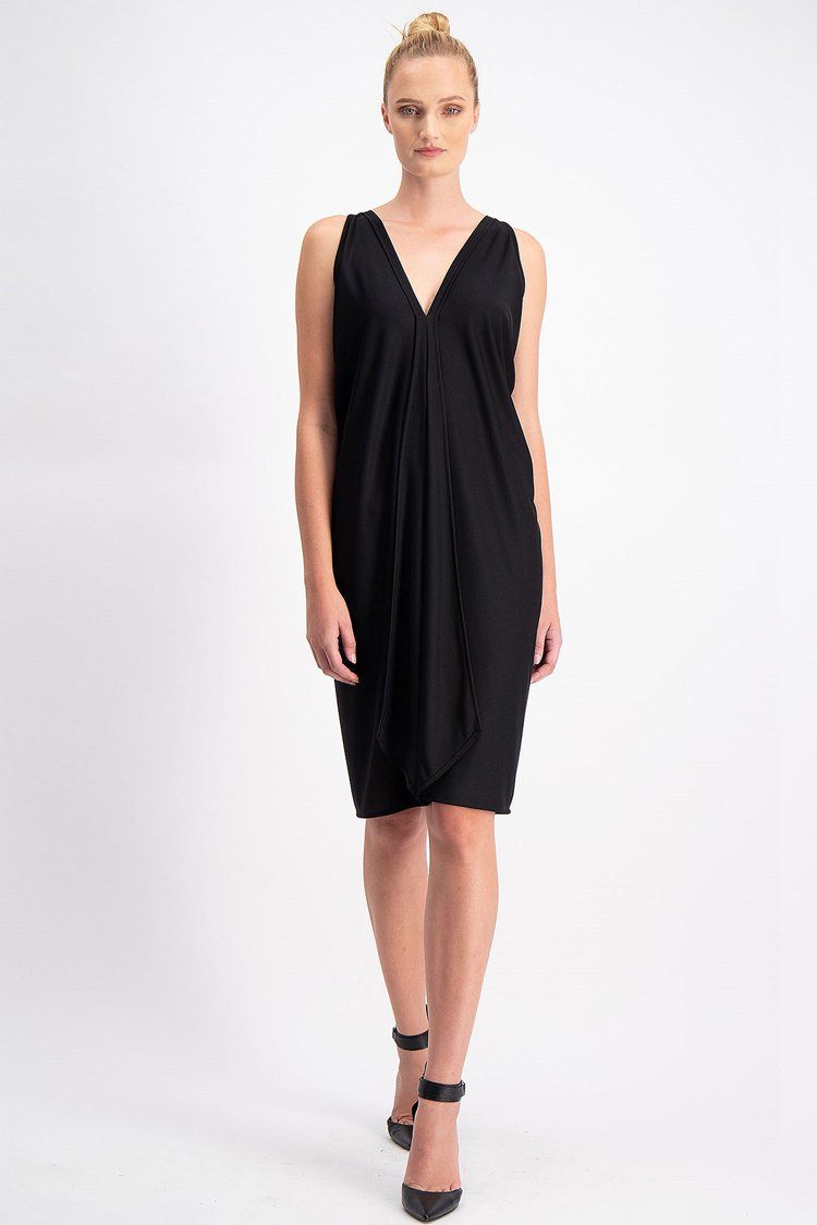 Column Drape Dress in Black Dresses Sacha Drake 