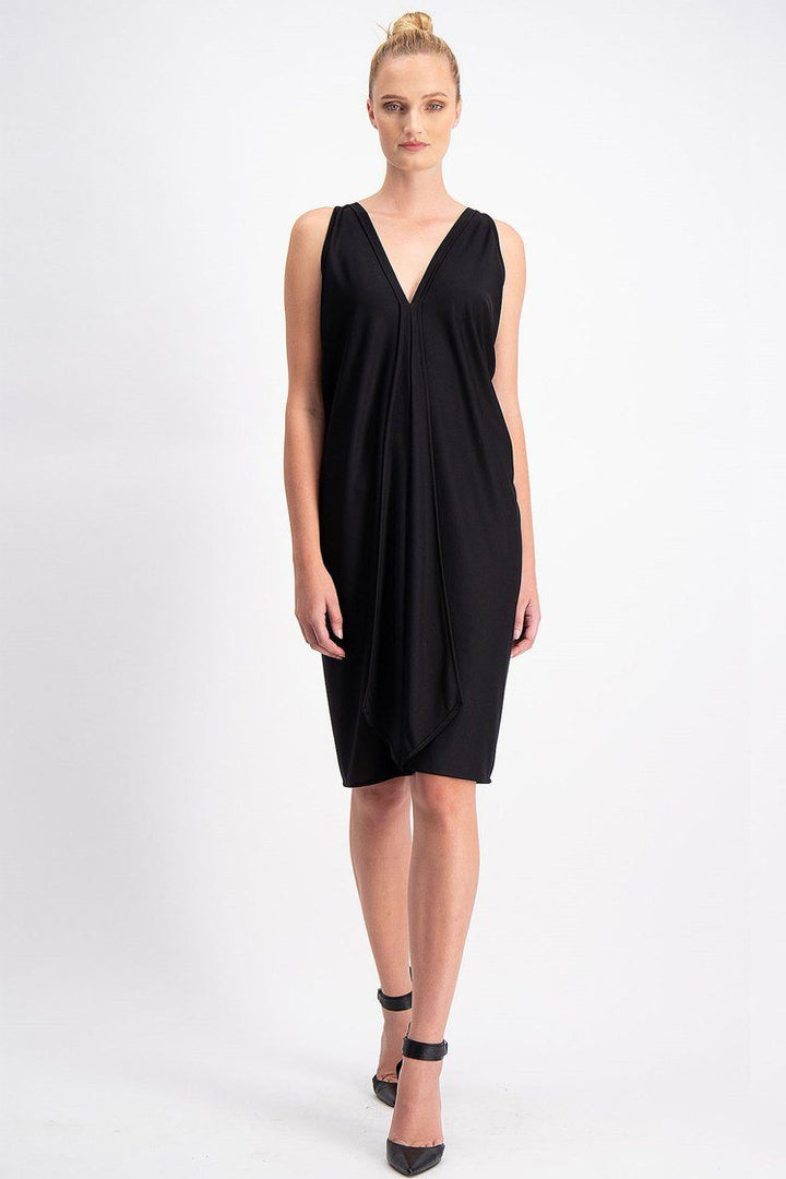 Column Drape Dress in Black Dresses Sacha Drake 