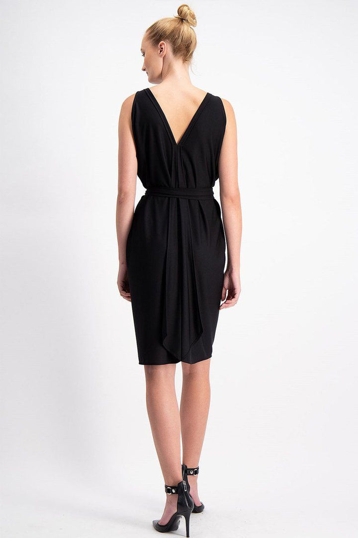 Column Drape Dress in Black Dresses Sacha Drake 