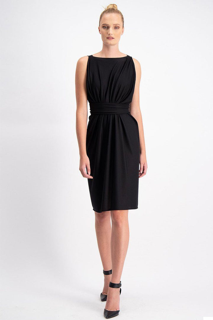 Column Drape Dress in Black Dresses Sacha Drake 