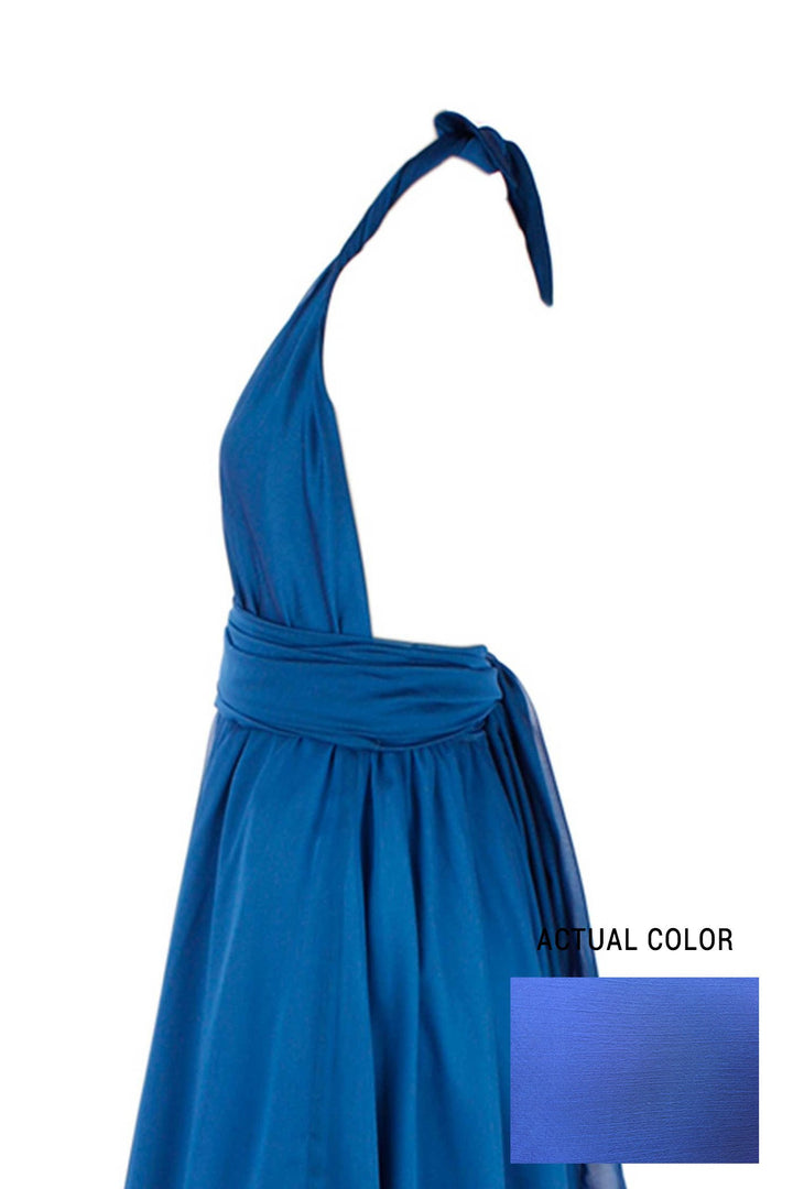 Harlow Gown in Sapphire | Chiffon Dresses Lucy Laurita - Leiela 